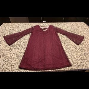 Maroon Red Dress Country Lace Small